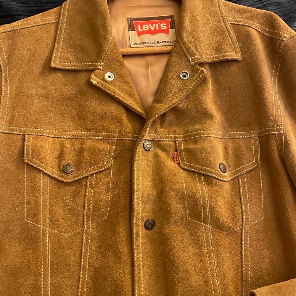 Vintage Levi's Men's Tan Suede trucker Jacket